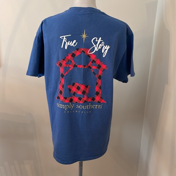 Simply Southern True Story Christmas T-Shirt Large, Denim Blue New without Tags - Picture 8 of 12